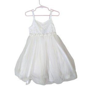 Chantilly Place Toddler Girls size 2 Sleeveless Bow Back Dress White Flower Girl